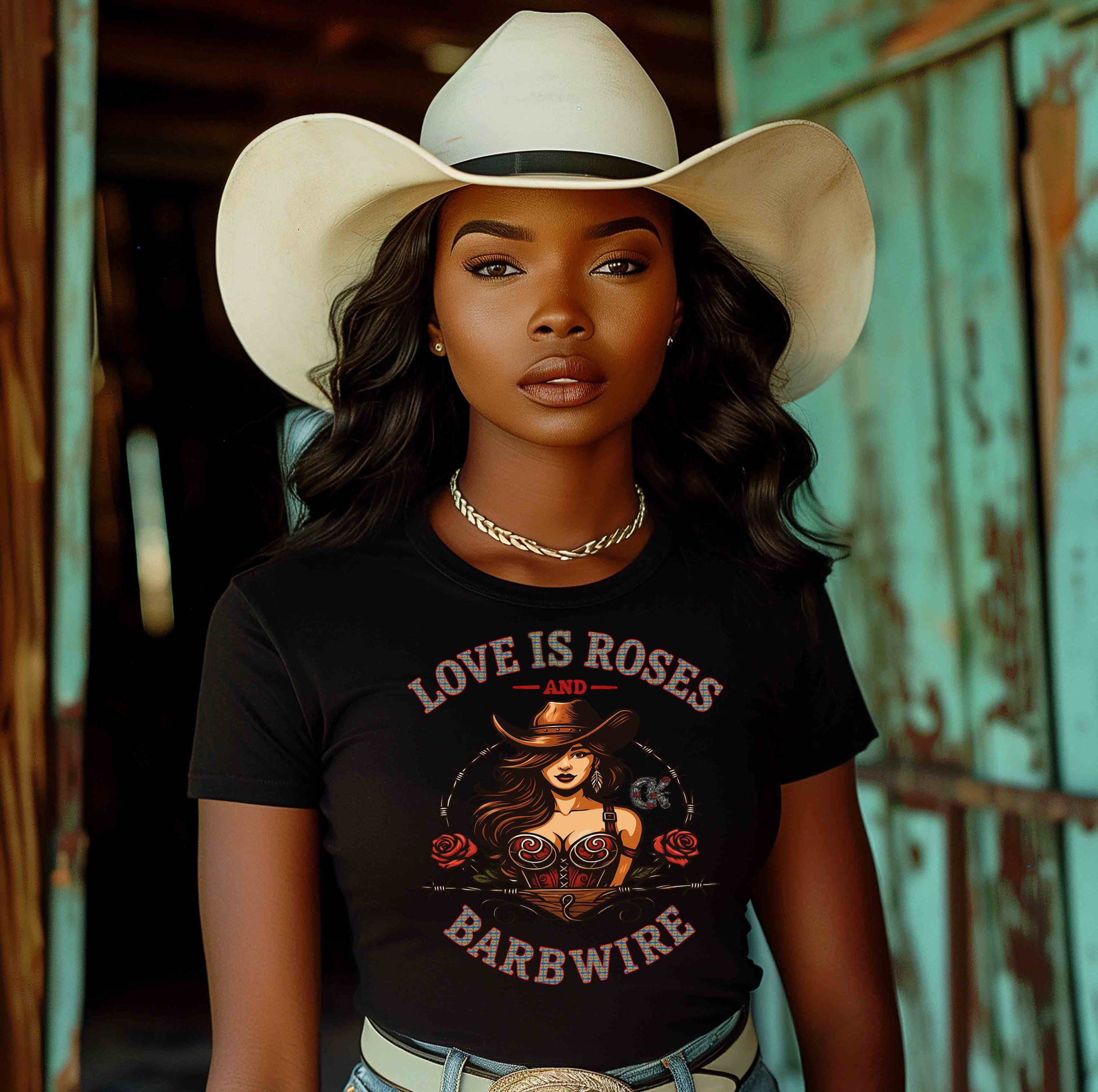 Love Is Roses & Barbwire (Cowgirl) - Lady's Tee