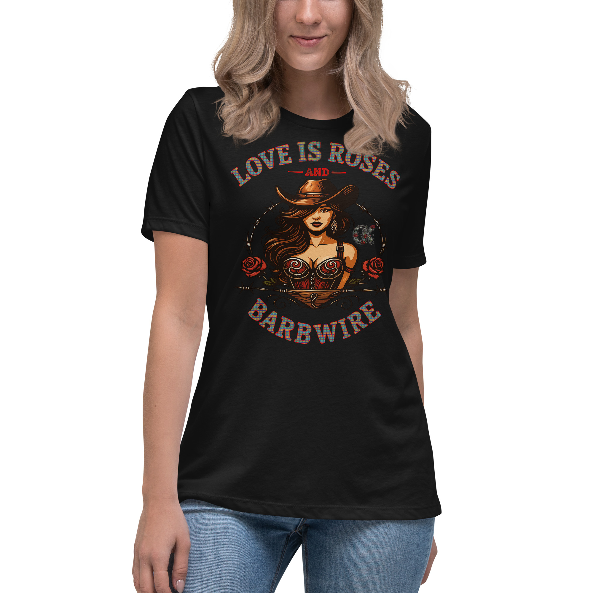 Love Is Roses & Barbwire (Cowgirl) - Lady's Tee - Image 8