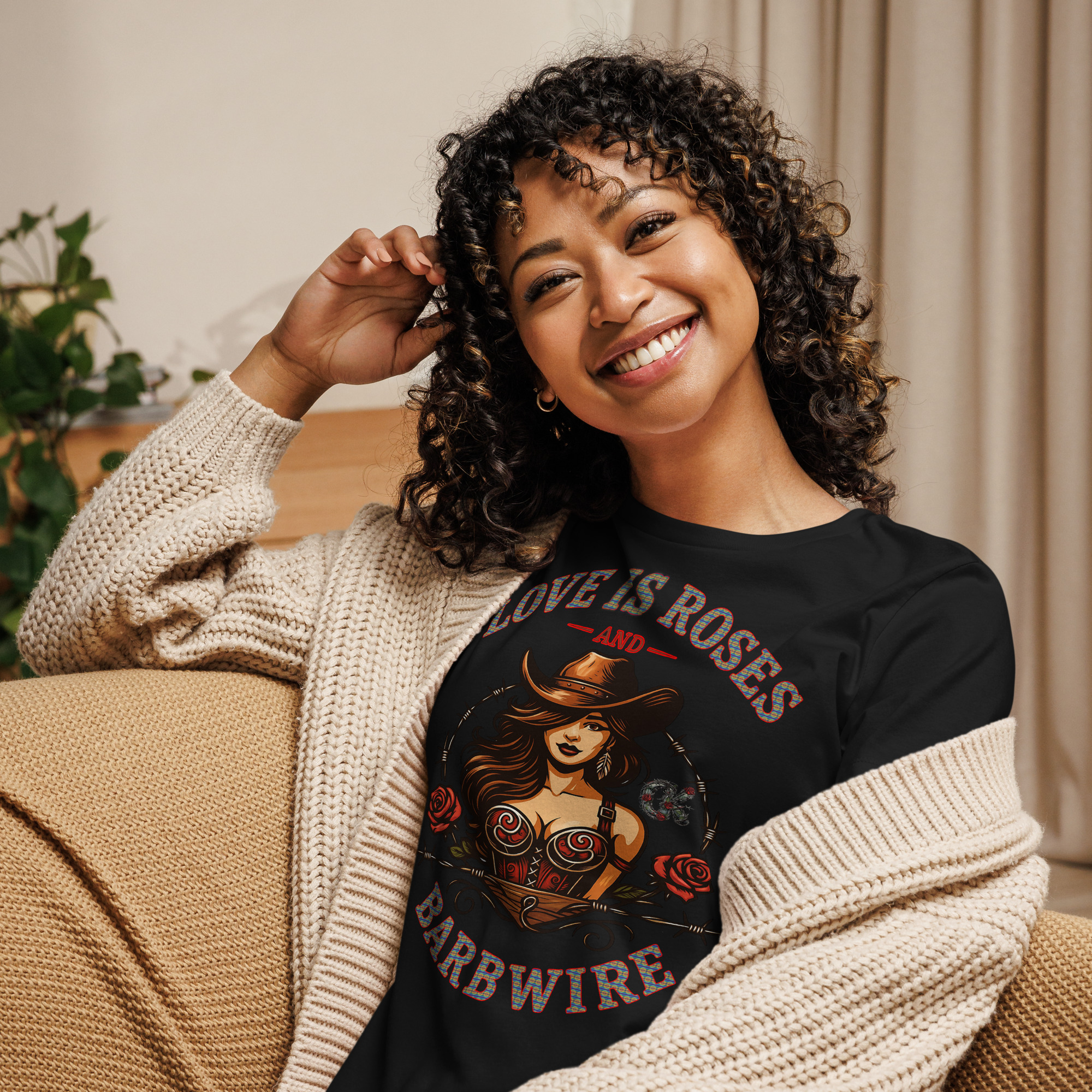 Love Is Roses & Barbwire (Cowgirl) - Lady's Tee - Image 12