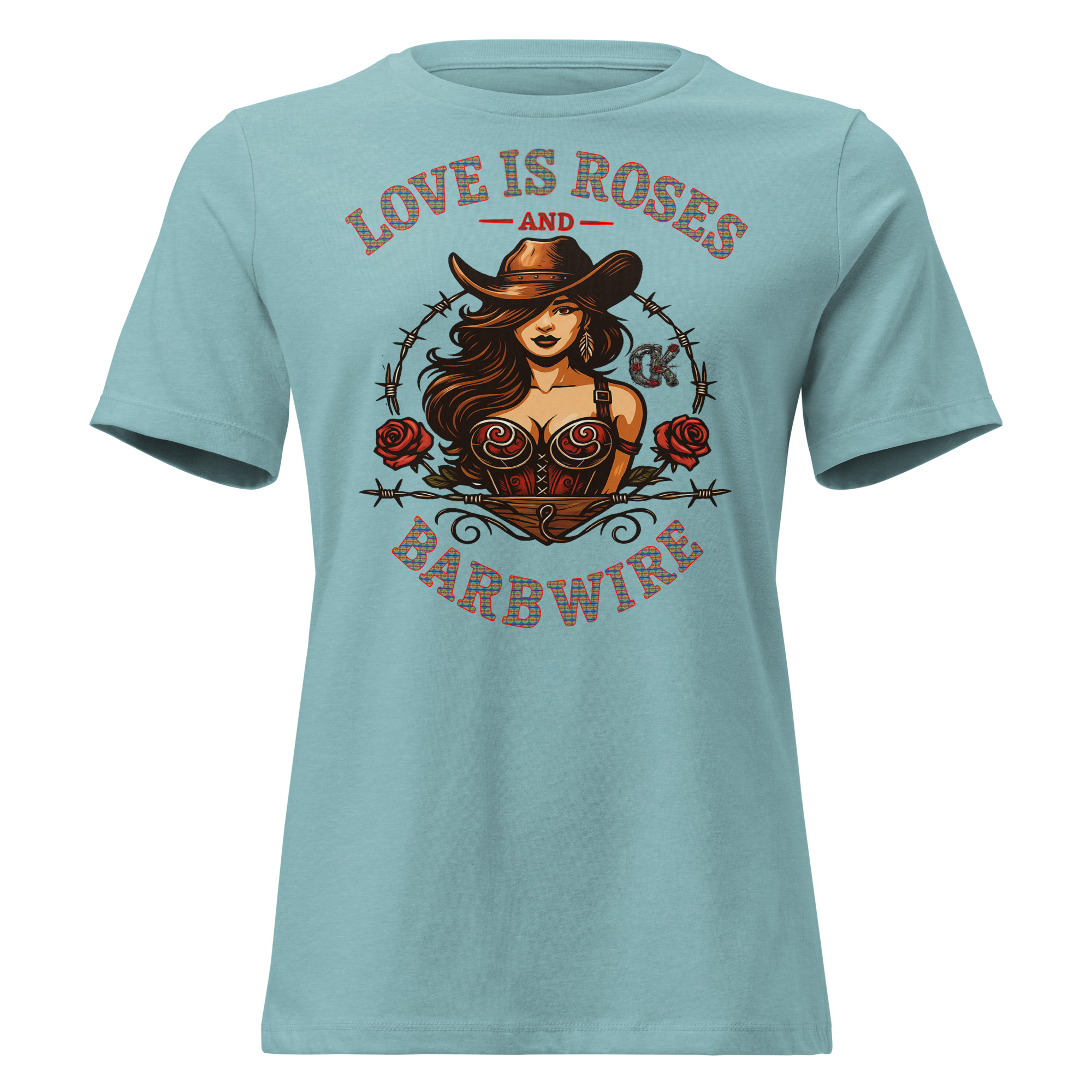 Love Is Roses & Barbwire (Cowgirl) - Lady's Tee - Image 4