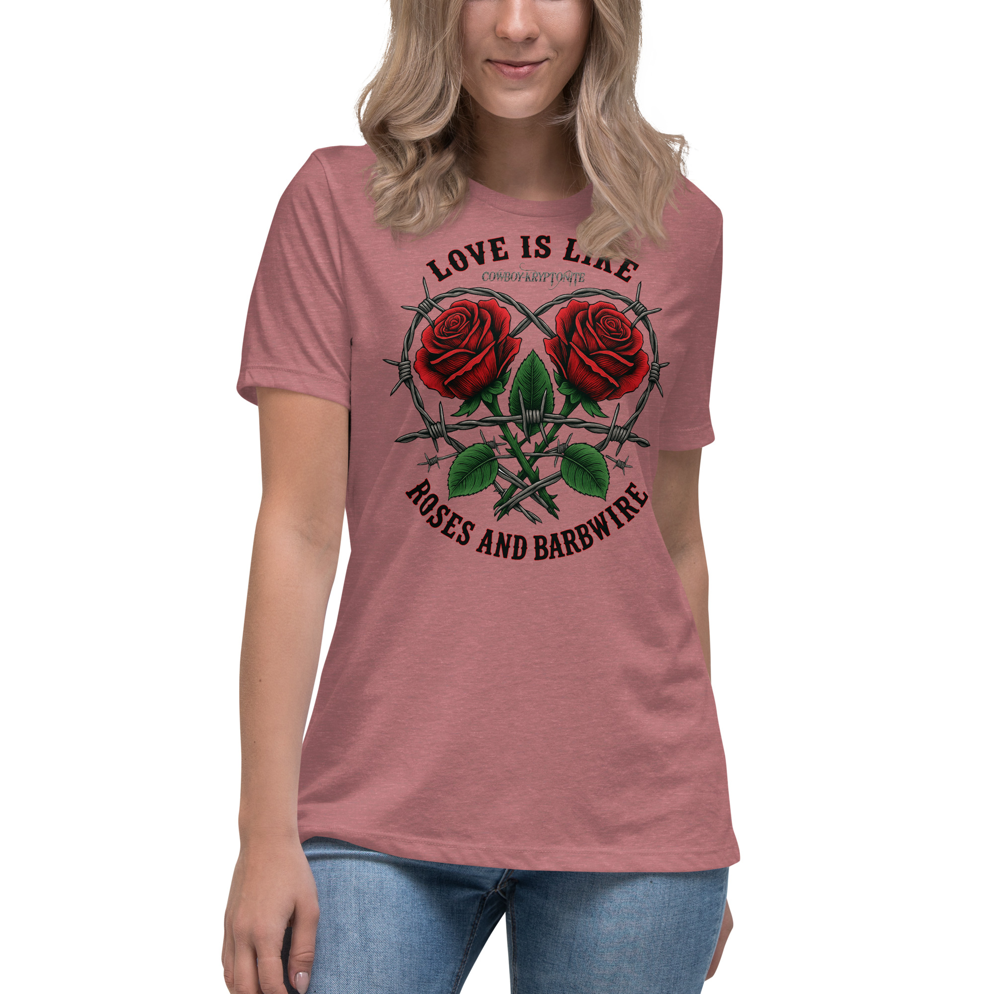 Love Is Like Roses & Barbwire – Lady's Tee - Image 8