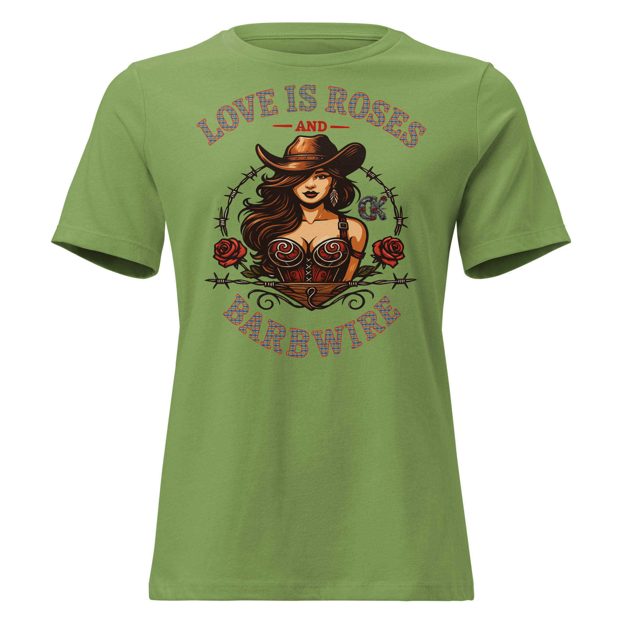 Love Is Roses & Barbwire (Cowgirl) - Lady's Tee - Image 3