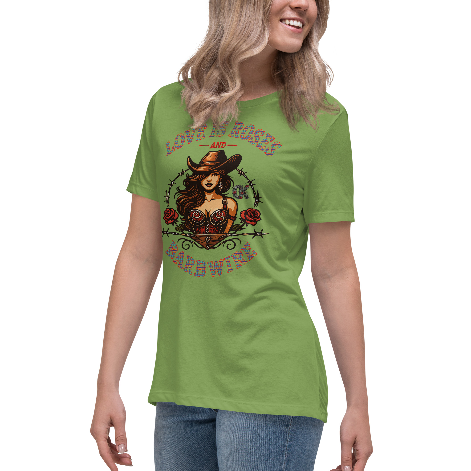 Love Is Roses & Barbwire (Cowgirl) - Lady's Tee - Image 9