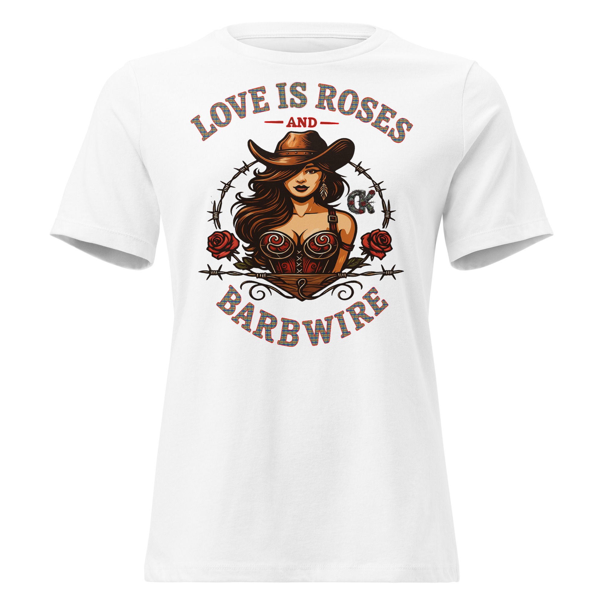 Love Is Roses & Barbwire (Cowgirl) - Lady's Tee - Image 7