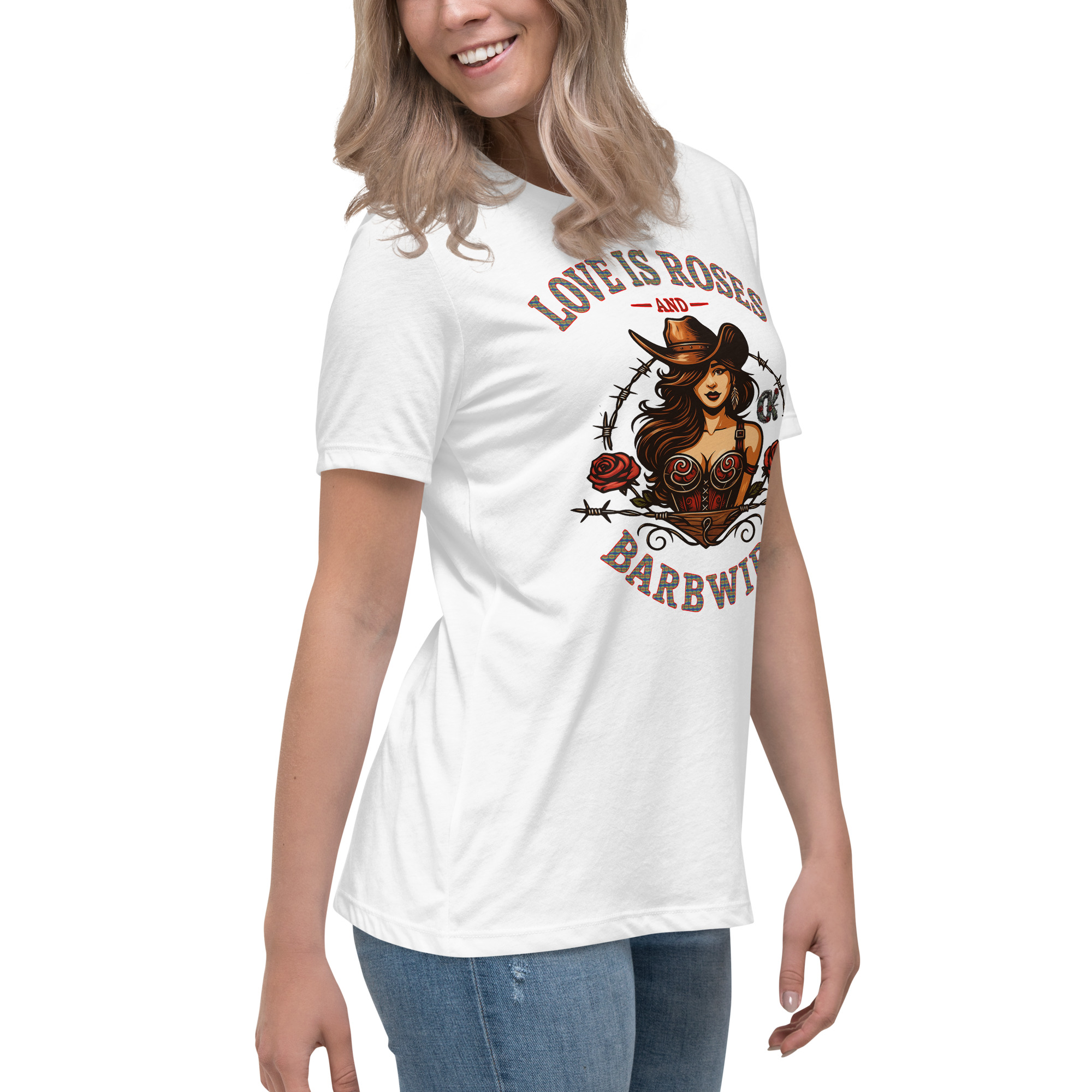 Love Is Roses & Barbwire (Cowgirl) - Lady's Tee - Image 10