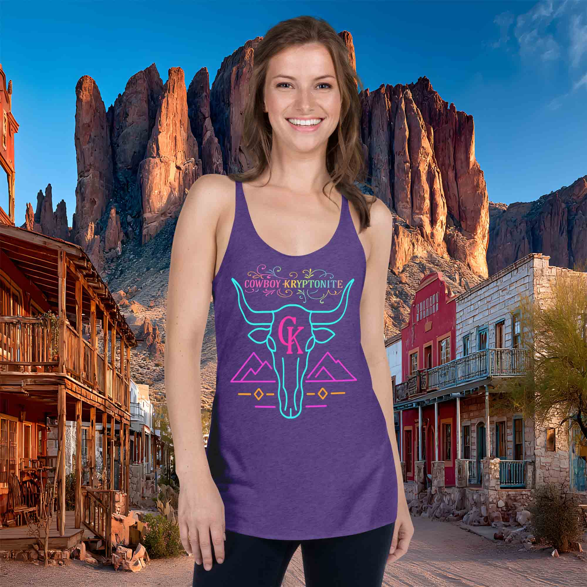 ✨ Neon Longhorn — Lady's Tank